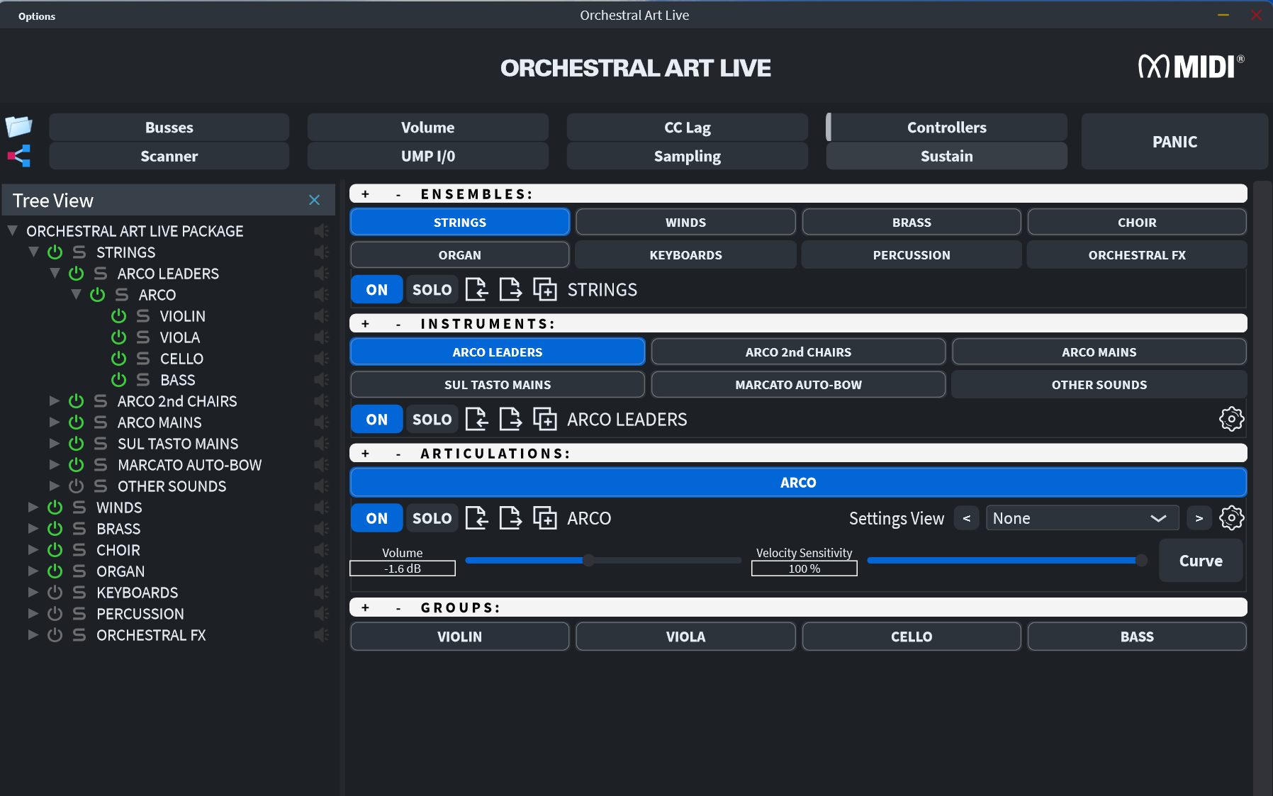 Orchestral Art Live Main Interface
